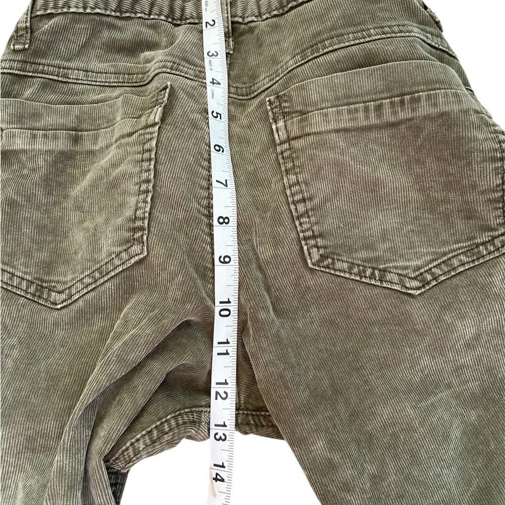 Free People Olive Green Cord Cropped Raw Hem Straight Jeans‎ Size 27